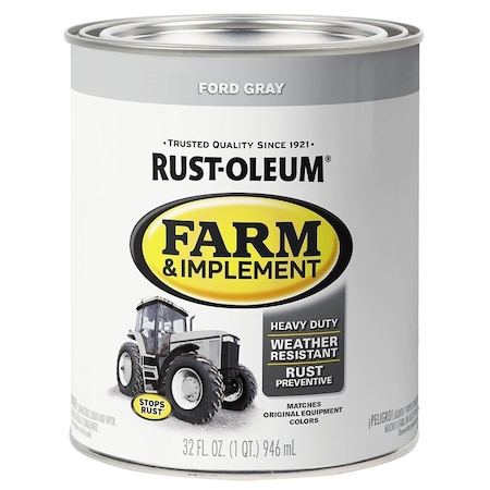 Specialty Farm Equipment Paint, Oil Base, Gloss Sheen, Ford Gray, 1 qt, 130 sq-ft/qt Coverage Area 280154