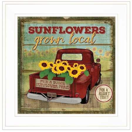 Homeroots Sunflowers from the Farm 2 White Framed Print Wall Art 406604