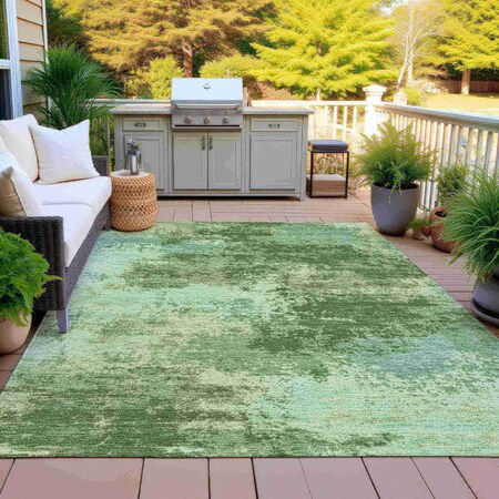 Homeroots 3' X 5' Artichoke Green And Pale Aqua Abstract Washable Indoor Outdoor Area Rug 630633