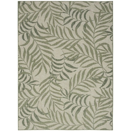 Homeroots 4' X 6' Ivory And Green Palm Leaf Indoor Outdoor Area Rug 552518