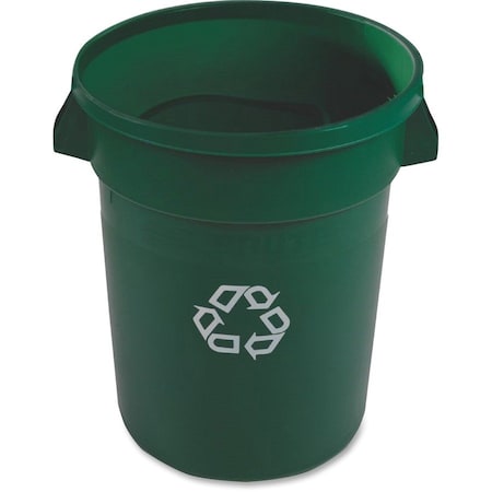 Rubbermaid Commercial Round Recycling Bin, Green, 22" Dia, Polyethylene 1788472