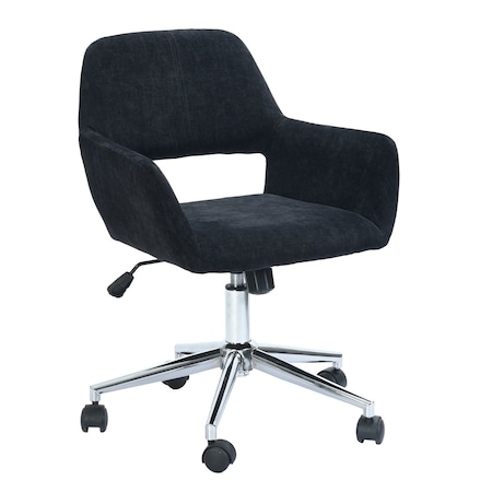 Homeroots Black and Silver Upholstered and Steel Adjustable Swivel Rolling Office Chair 568084