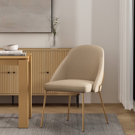 Manhattan Comfort Gracie Dining Chair in Tan and Gold DC100-GTN