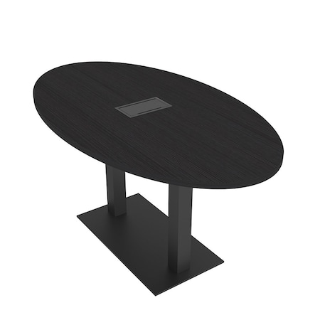 Skutchi Designs Oval Conference Table With Power Unit, 36 in W, 72 in L, Black HAR-OVL-36X72-DOU.BK-U999ST19-EBLK