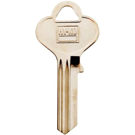 Hy-Ko Key Blank, Brass, Nickel, For: Taylor Cabinet, House Locks and Padlocks 11010T7