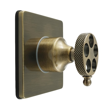 Kingston Brass Single-Handle Three-Way Diverter Valve with Square Trim Kit, Antique Brass KS3043RKX