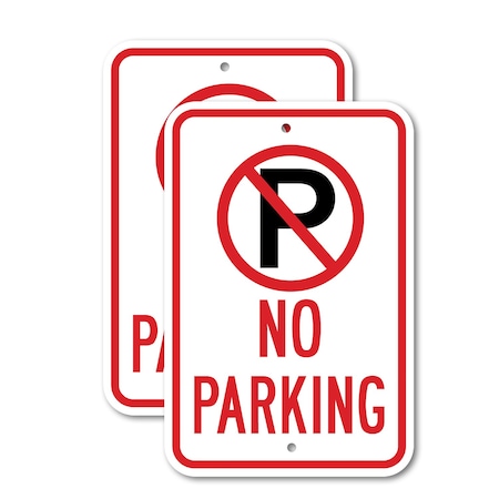 Signmission No Parking with ''P'' No Parking symbol & double arrow, 18'' X 24'', Heavy Gauge Aluminum, 2PK A-1824-2PACK-2847