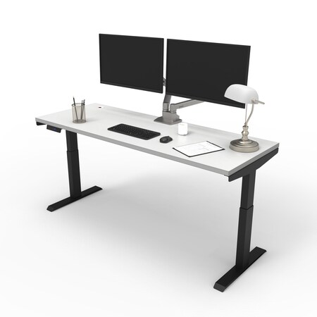 We'Re It Electric Sit Stand Desk, 46.25 H, 24 W X Laminate wood, metal, Black, White VL22BLK7224-459