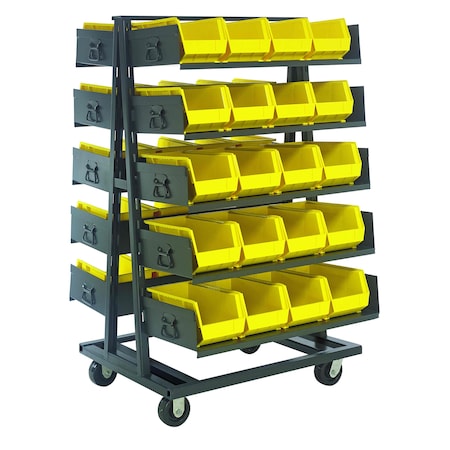 Quantum Storage Systems DOUBLE SIDED TRUCK W/ 10 TRAYS AND 40 BINS YELLOW TTD-OT15-240YL