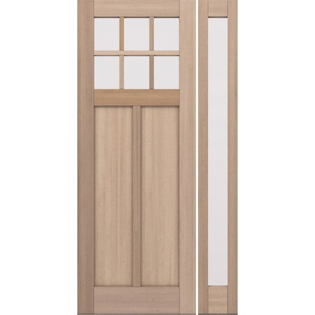 Doornmore CRF-P2G6, 51.5" x 98" ( 36" Door + 12" Side) Right Hand, Mahogany SDL 6 Lite Exterior Door CRF-P2G6-SW-3696-G101-SL_1-1_RI