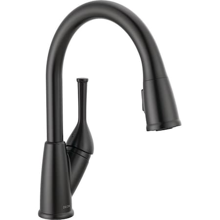 Delta Classic Series Kitchen Faucet, 1.8 gpm, 1-Handle, 1, 3-Faucet Hole, Matte Black 19810-BL-DST