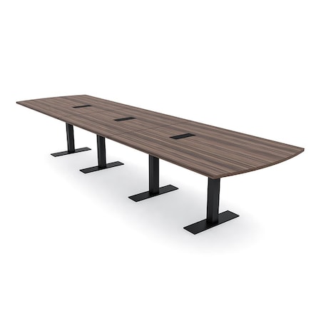 Skutchi Designs 16ft Conference Table W/ Power Unit | 16 Person Modular Arc Rectangle Meeting Table | Harmony Series HAR-AREC-48X192-T.BK-H3041-EBLK