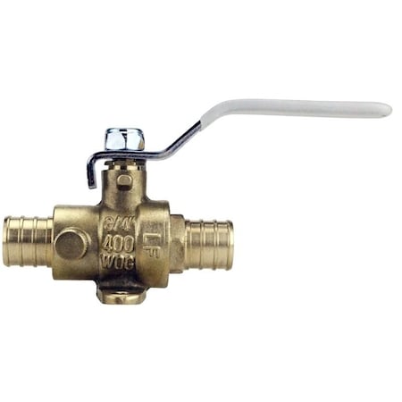Apollo Valves Ball Valve with Drain and Mounting Pad, 34 in Connection, Barb, 200 psi Pressure, Lever Actuator APXV34WD