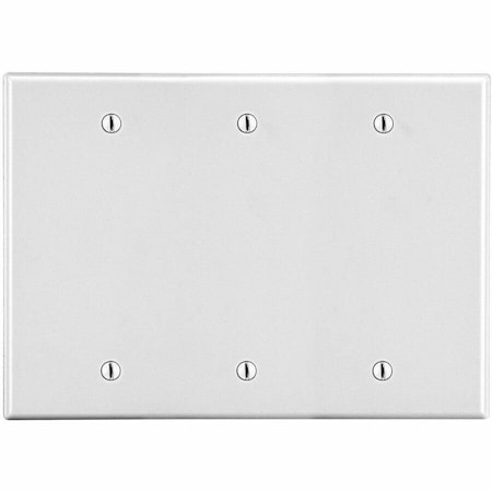Hubbell Wiring Device-Kellems Blank Box Mount Wall Plate, Number of Gangs: 3 Plastic, Satin Finish, White P33W