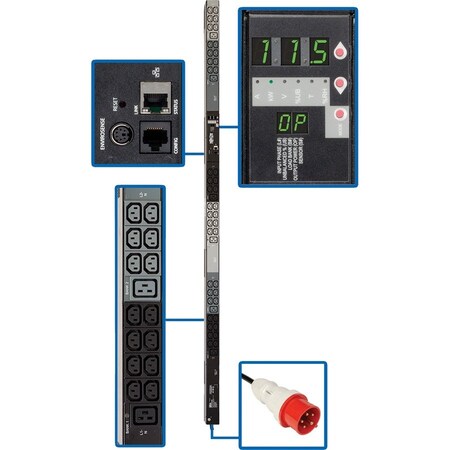 Tripp Lite PDU, Monitored, (42) C13, (6) C19, IEC-309 16/20A RED (3P+N+E), 6 ft. PDU3XVN6G20