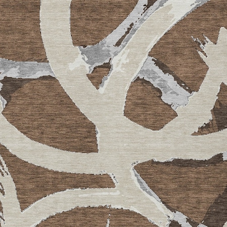Homeroots 3' X 5' Brown Beige And Gray Abstract Washable Indoor Outdoor Area Rug 599112