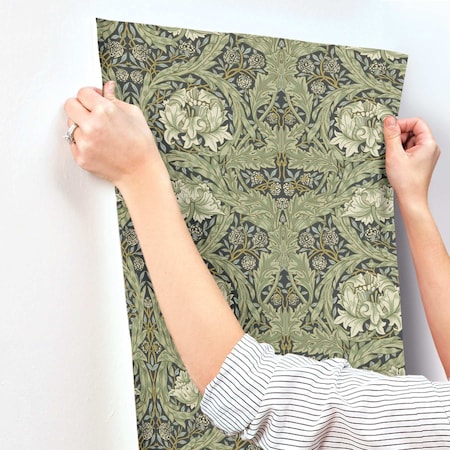 A-Street Prints African Marigold Sea Green Floral Wallpaper 4171-82075