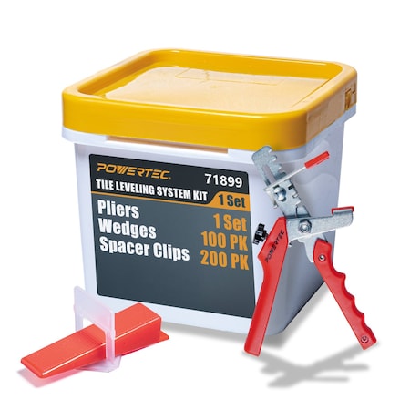 Powertec Tile Leveling System Kit with Plier, Wedges 100 PK & 1/16 Tile Spacer Clips 200 PK, 1 Set, 300PK 71899N