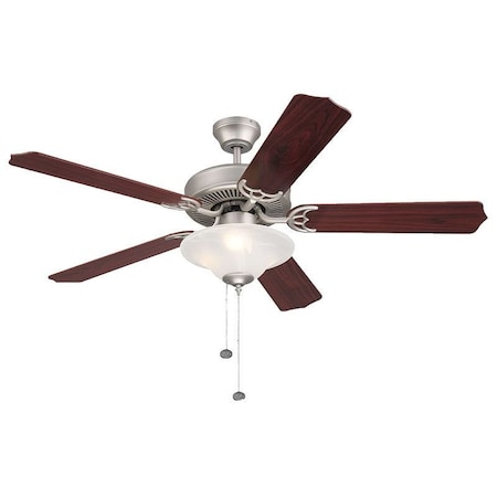 Westgate 52in 5-BLADE CEILING FAN AND LIGHT 3X7W A15 PULL CH. SATIN NICKEL AND ROSEWOOD/SILVER OAK BLADES WFL-105-PC-5B-52-SN-RWSO