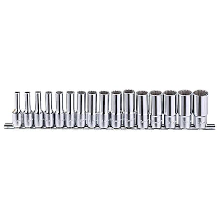 Genius Tools 16PC 3/8in Dr. Metric Deep Hand Socket Set TW-316MD