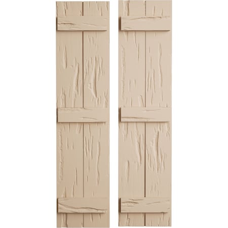 Ekena Millwork Rustic Two Board Joined Board-n-Batten Pecky Cypress Faux Wood Shutters, 11"W x 60"H SHUBJS11X60PCPR