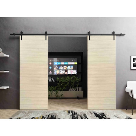 Sartodoors Sliding Double Barn Doors with Hardware, Planum 0010 Natural Veneer, 13FT Rail Hangers Sturdy Set, PLANUM0010DB-SHP-6084