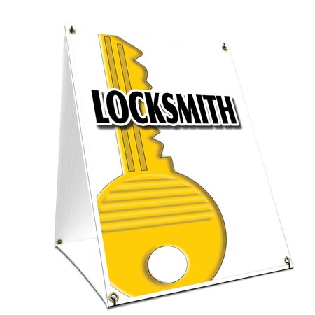 Signmission Locksmith, 36 Inch x 24 Inch A-frame Yard Sign, Plastic Sign SBC-2436-Locksmith
