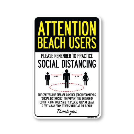 Signmission Public Safety Sign, Beach Users Practice Social Distancing, 10in X 7in Decal, OS-NS-D-710-25414 OS-NS-D-710-25414