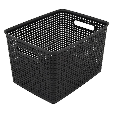 Thinkspace Plastic Weave Bin, Large, Black 36006
