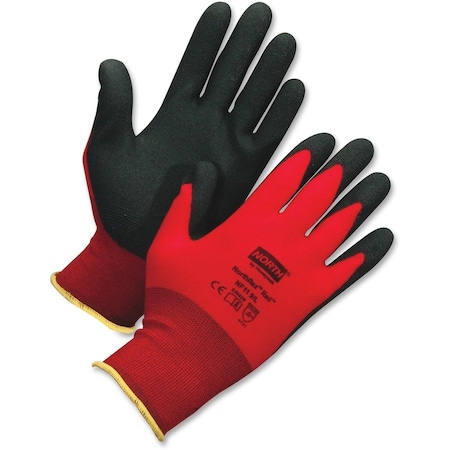 Honeywell North Foam Nitrile Coated Gloves, NorthFlex Red, Palm Coverage, Abrasion Level 4, Red/Gray, XL, 1 Pair NF11/10XL