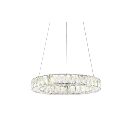Jonathan Y Reese 15.7" Adjustable Integrated LED Metal/Crystal Pendant, Chrome/Clear JYL7218A