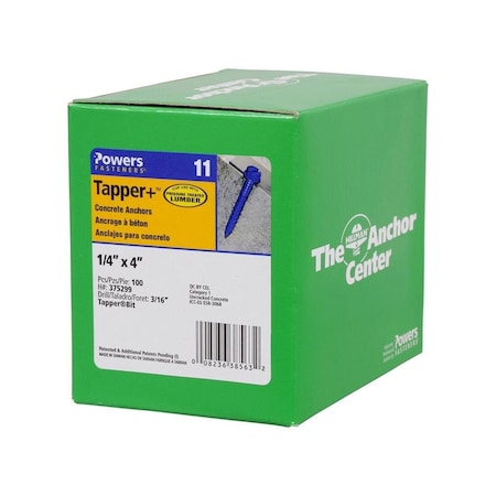 Hillman Concrete Screw Anchor Tapper 1/4 in D X 4 in L Steel Hex Head 375299