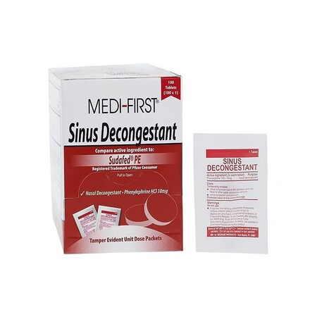 Medi-First Sinus Decongestant Oral Tablets 10mg Unit Dose Packet, 100PK 8380009
