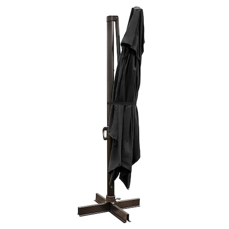 Homeroots 13ft Black Polyester Rectangular Tilt Cantilever Patio Umbrella With Stand 485638