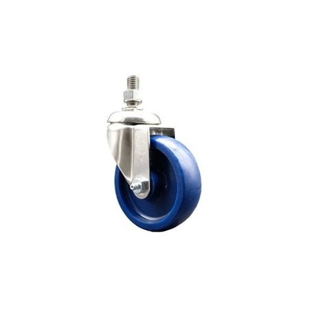 Service Caster 4 Inch 316SS Solid Polyurethane Wheel Swivel 10mm Threaded Stem Caster SCC SCC-SS316TS20S414-SPUS-M1015