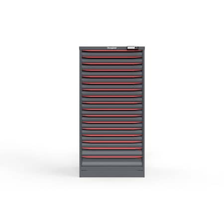 Strong Hold 17 drawer cabinet - (15x 2ft, 1x 3ft, 1x 4ft) - Red accents - E-Lock w/ Tracking S3060-PPTAS-1701DS
