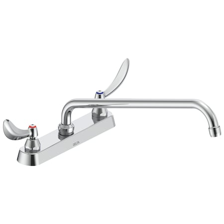 Delta Commercial 26C3 Two Handle 8 In Cast Deck-Mount Faucet In Chrome 26C3244-S8