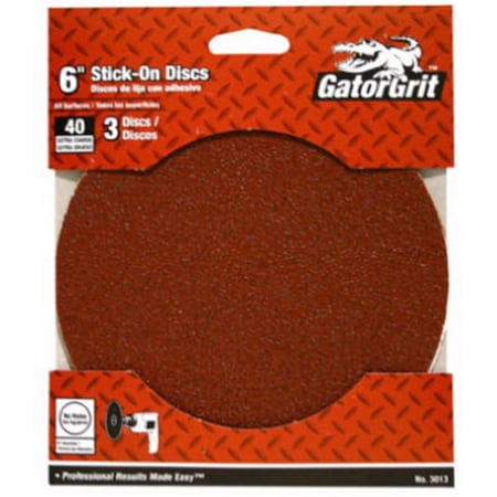 Gator Finishing 3013 6 in. 40 Grit Sanding Disc, 3PK 504852