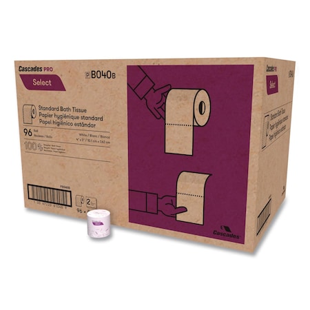 Cascades Pro Toilet, 2 Ply, 500/Roll Sheets, White, 96 PK B040