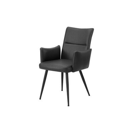 Monarch Specialties Dining Chair, 36-in. H, Upholstered, Dining Room, Kitchen, Black Leather Look, Black Metal, 2PK I 1125