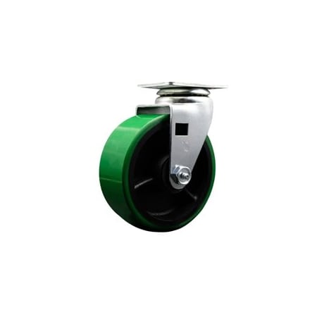 Service Caster 5 Inch Green Poly on Cast Iron Wheel Swivel Caster with Ball Bearing SCC SCC-20S520-PUB-GB