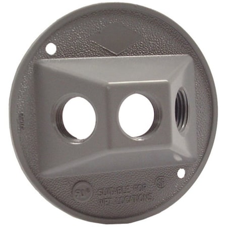 Hubbell Cluster Cover, 4-1/8 in Dia, 4-1/8 in W, Round, Metal, Gray, Powder-Coated 5197-5