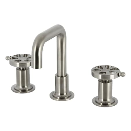 Kingston Brass Widespread Bathroom Faucet with Push Pop-Up Drain, Brushed Nickel KS142RXBN