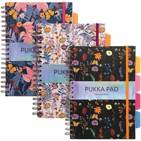 Pukka Pads B5 Bloom Project Book, Assorted, 3PK 9494-BLM(asst)