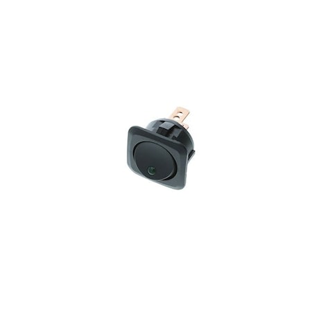 Switch Components Square Actuator-Round Rocker, 4P SPST OFF-ON, Green LED RC-1A-DC-1-GL