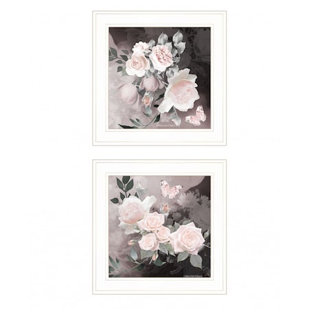 Homeroots Set Of Two Noir Roses 1 White Framed Print Wall Art, 2PK 407918