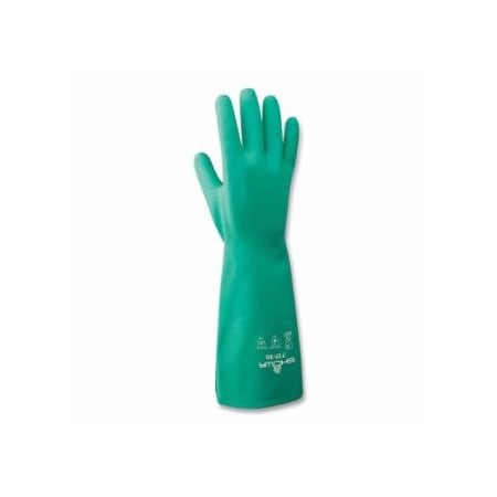 Showa Chemical-Protection Nitrile Gloves, 13 in Gauntlet Cuff, Unlined/Unsupported, Size 7/Small,  845-717-07
