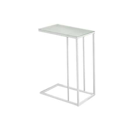 Homeroots 18.25" X 10.25" X 24" White Metal Tempered Glass Accent Table 332991