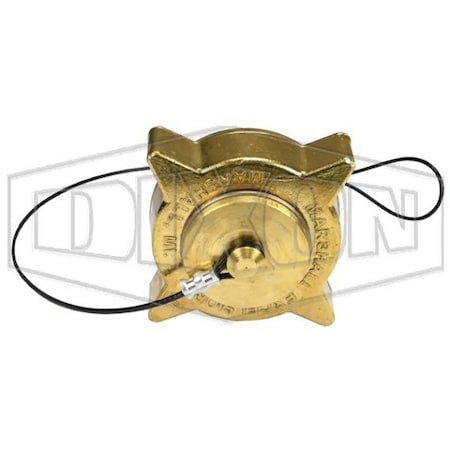 Dixon Hose Cap with Knob Plug, Ring and Chain, 3-1/4 in, Female ACME, Brass, Domestic ME441F-1