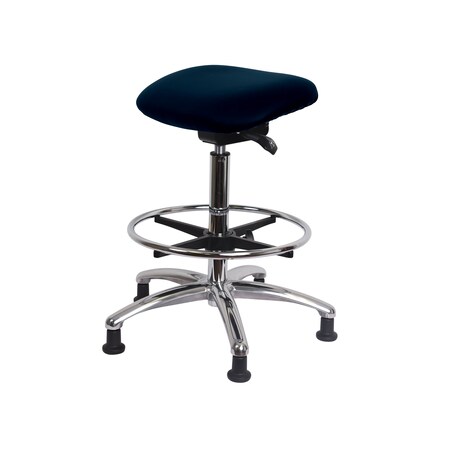 Blue Ridge Ergonomics CL100CleanRoom Sit-Stand-Standing Ht with Chr FR Stat Glides in Imperial Blue Trailblazer Vinyl CLR-VSTSS-CR-CF-RG-8582